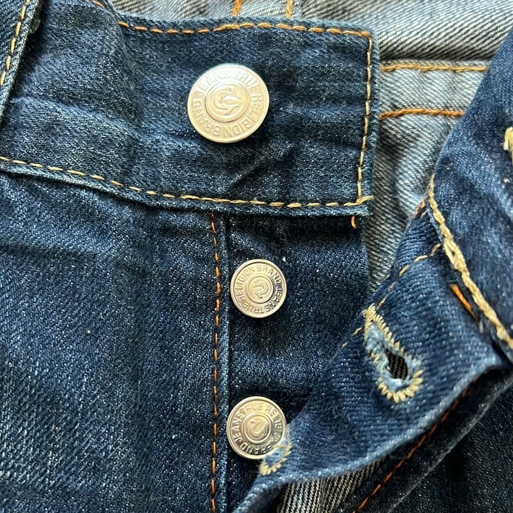 Vintage True Religion Rainbow Rope Stitch Button Fly Made in USA Jeans SZ 34 - Picture 4 of 17
